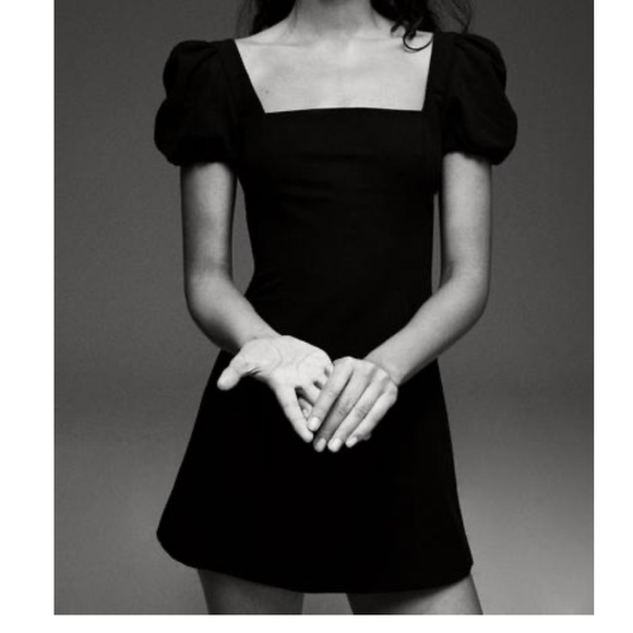 Zara Dresses & Skirts - Zara Black Mini Dress with Puff Sleeves